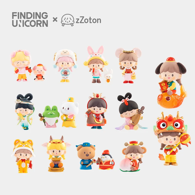 zZoton New Year In Apple Village Series Figures, Blind Box